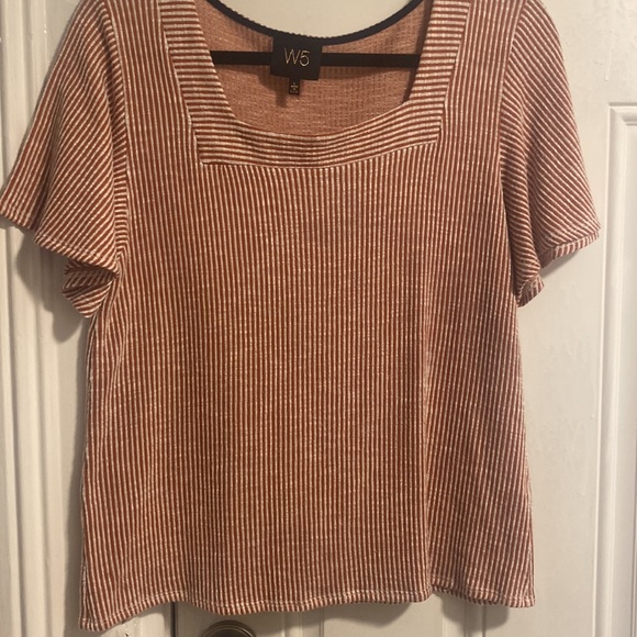 Anthropologie Tops - EUC Anthro W5 Square Neck Ribbed Stripe Tee L